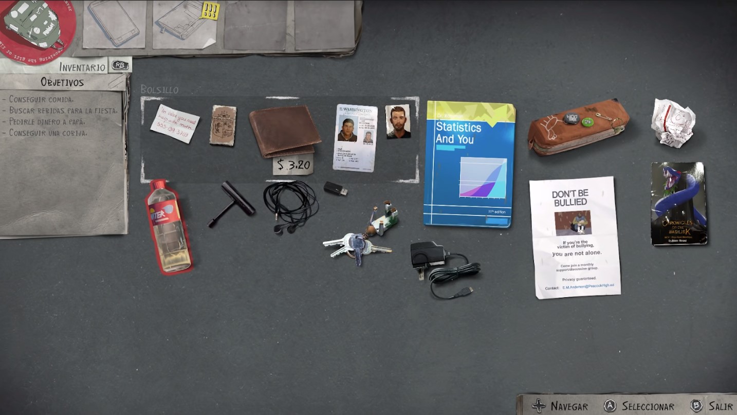 Objetos sobre una mesa en Life is Strange 2