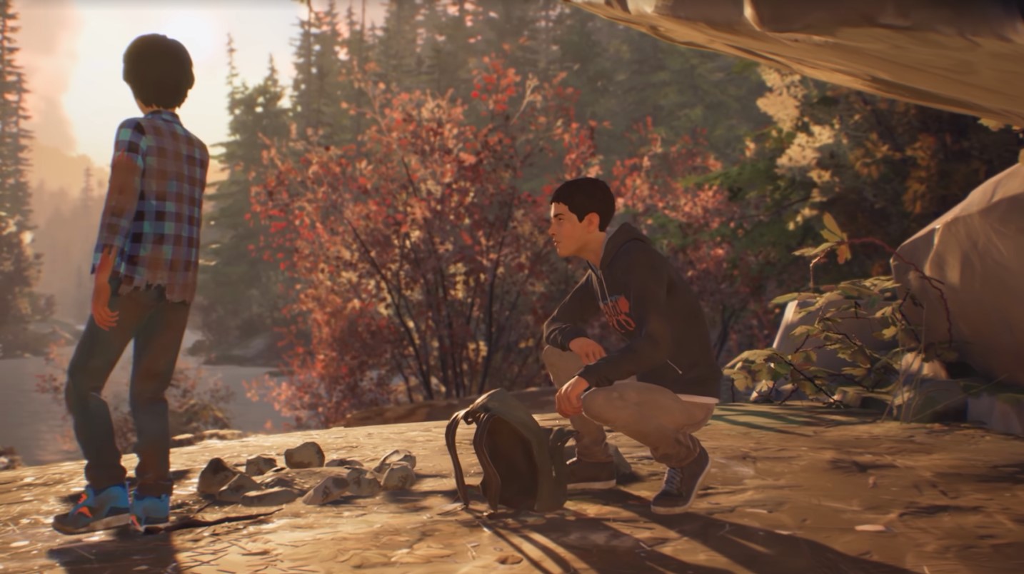 Dos hermanos frente a una hoguera apagada en Life is Strange 2