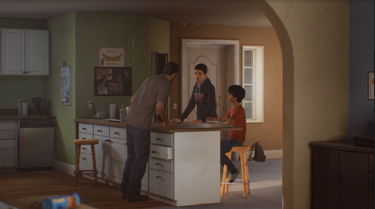 Un padre con sus dos hijos en Life is Strange 2